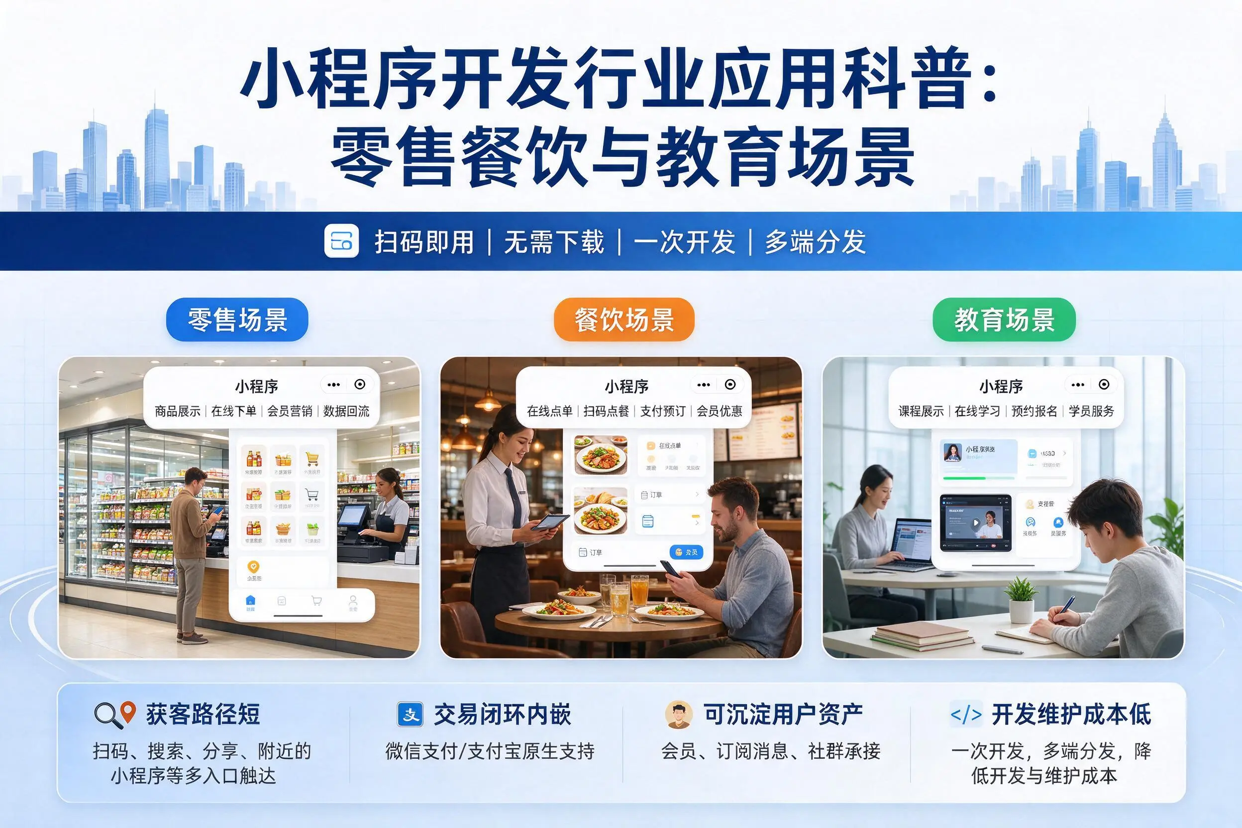 伊犁小程序开发行业应用科普：零售餐饮与教育场景
