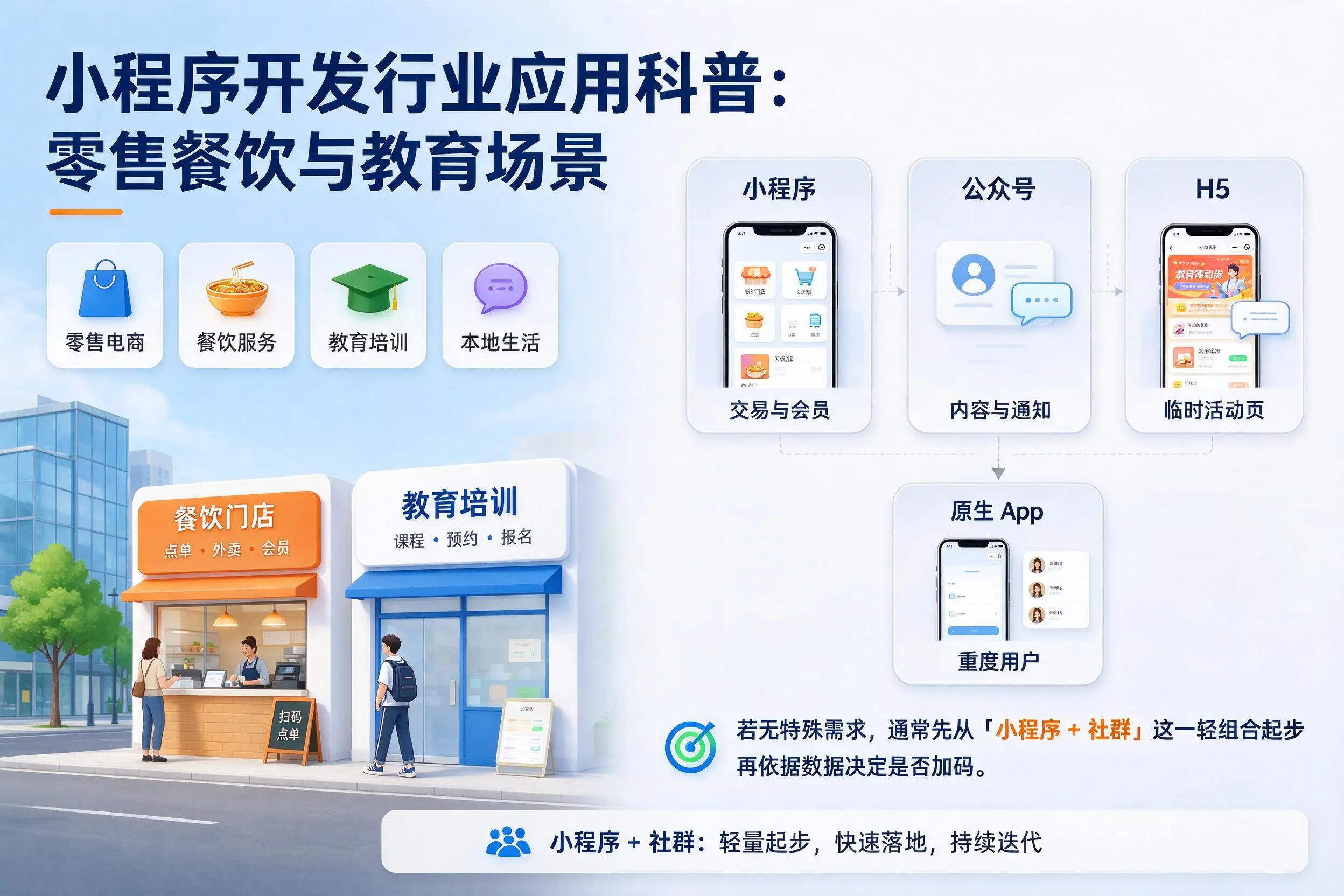 伊犁小程序开发行业应用科普：零售餐饮与教育场景