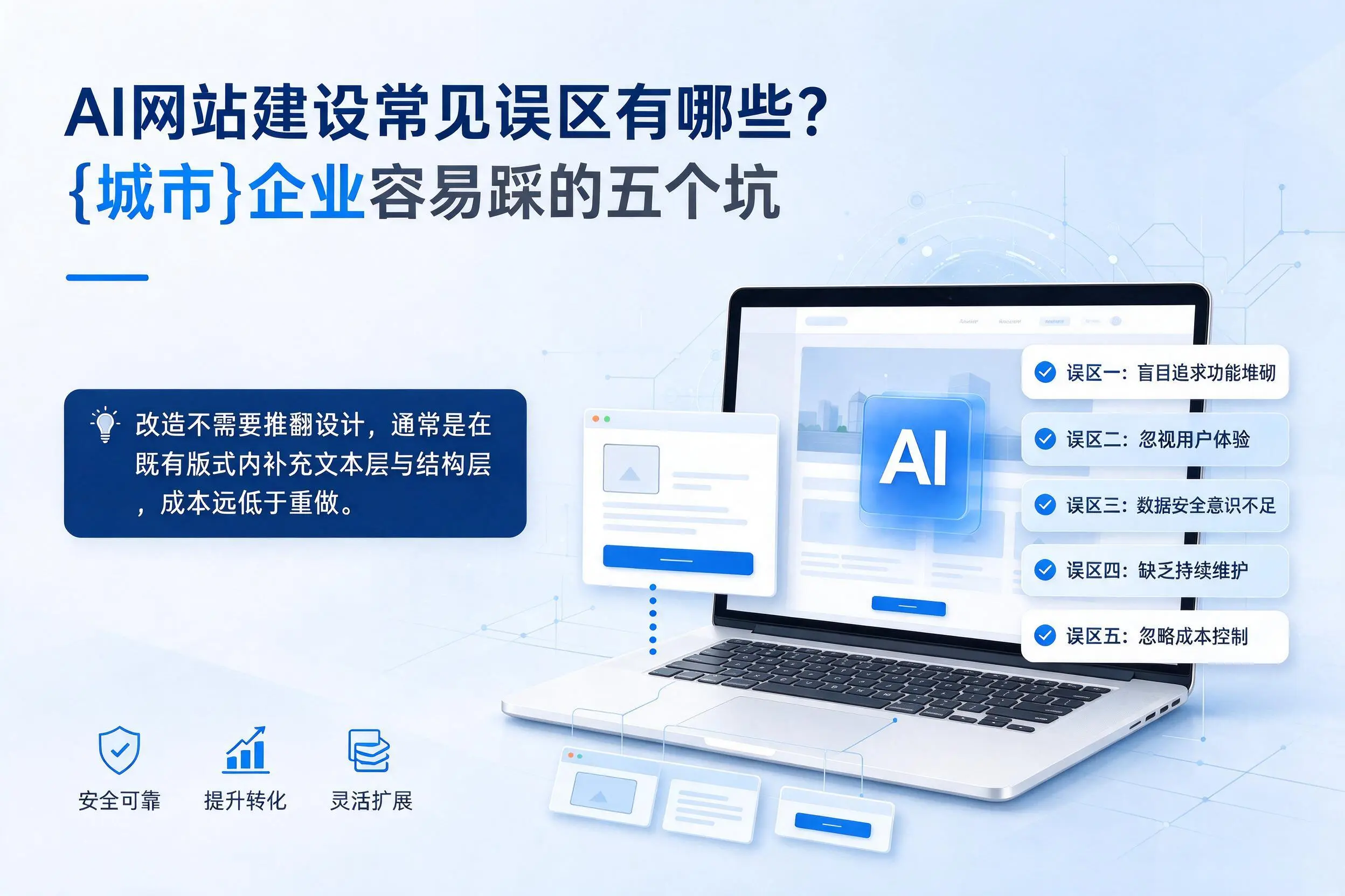AI网站建设常见误区有哪些？伊犁企业容易踩的五个坑
