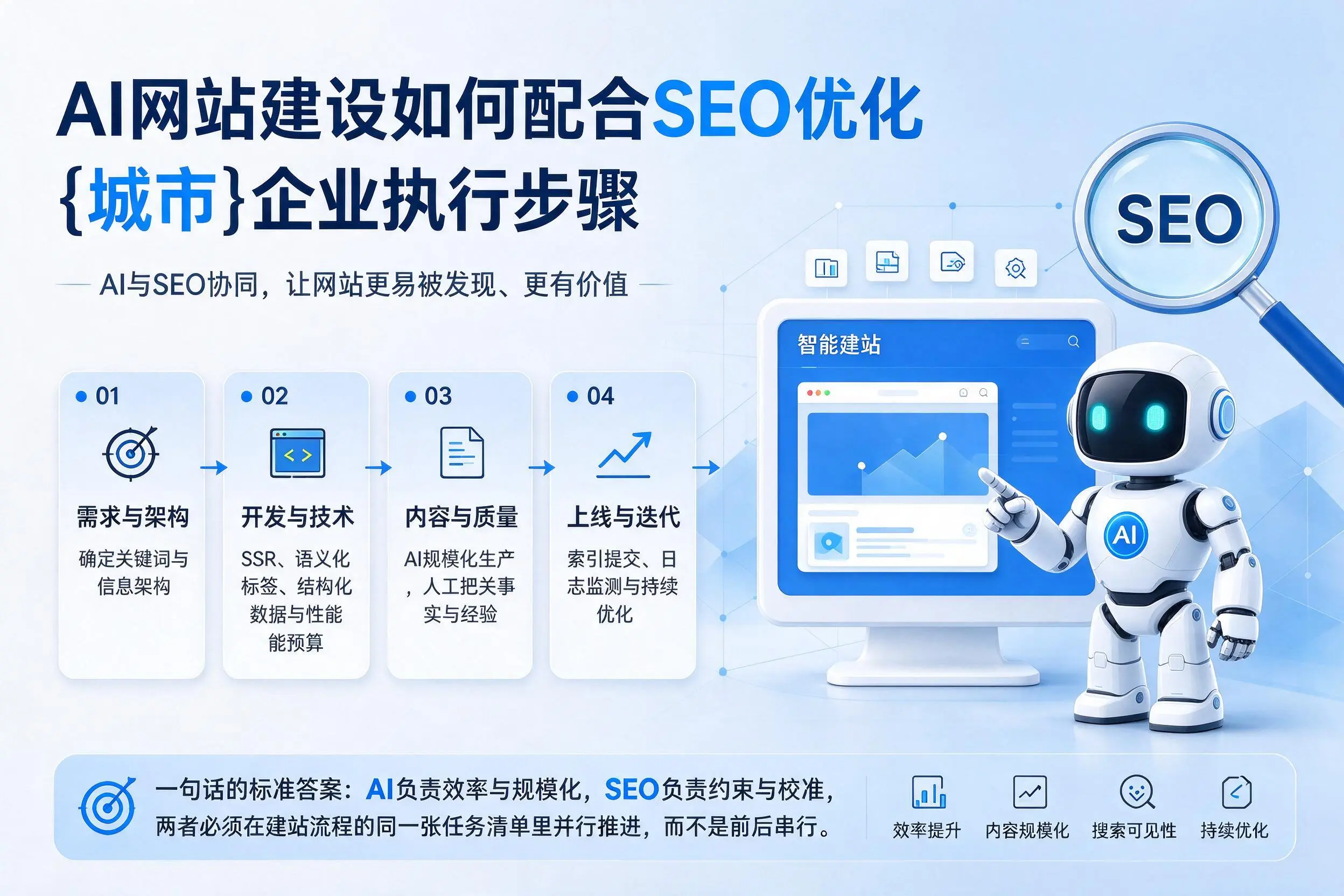 AI网站建设如何配合SEO优化,伊犁企业执行步骤