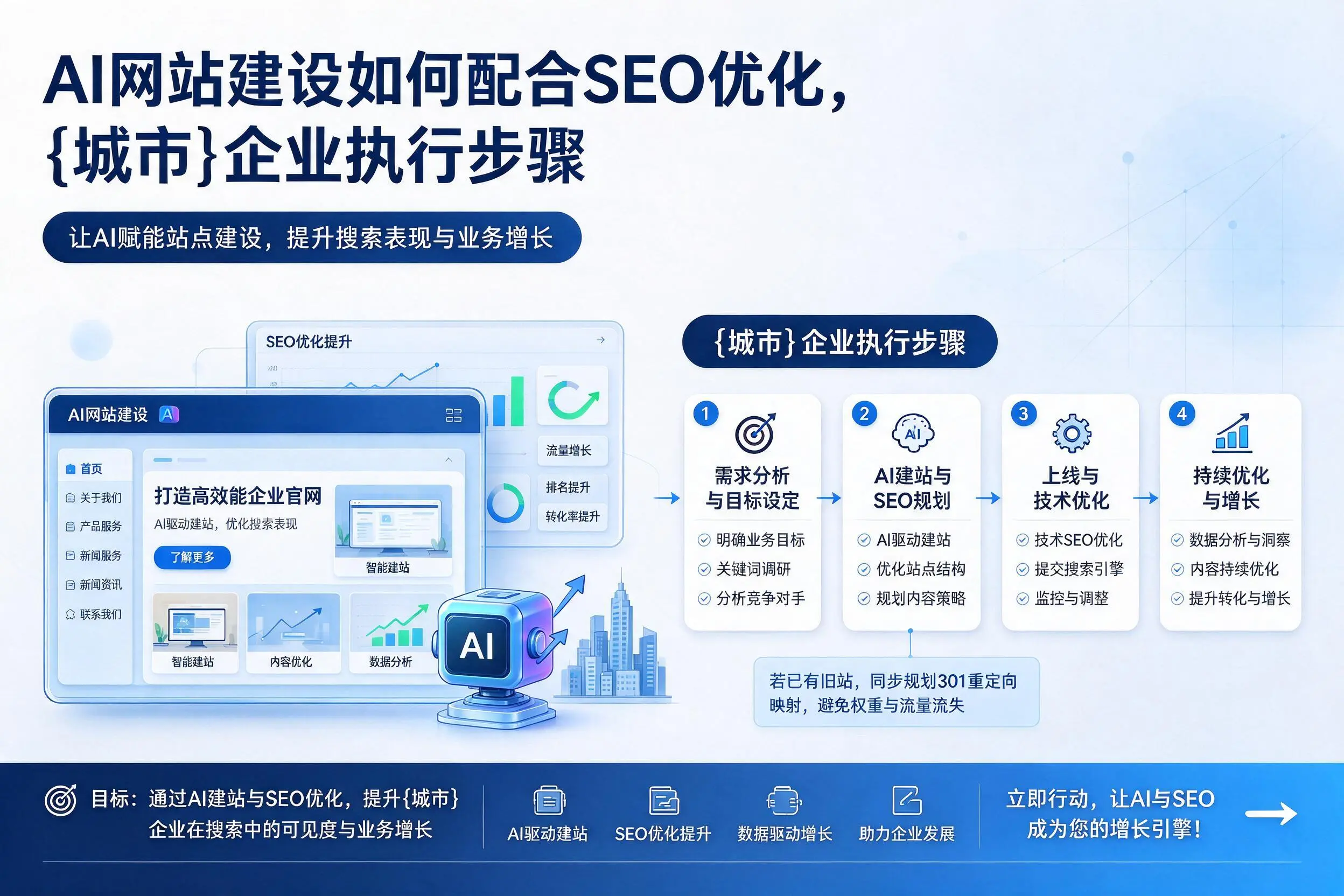 AI网站建设如何配合SEO优化,伊犁企业执行步骤